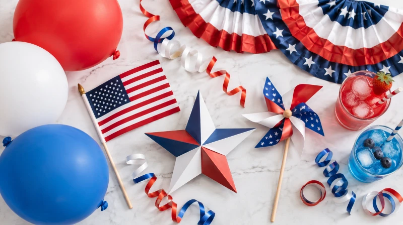 A 4th of July party color palette in red, white, and blue