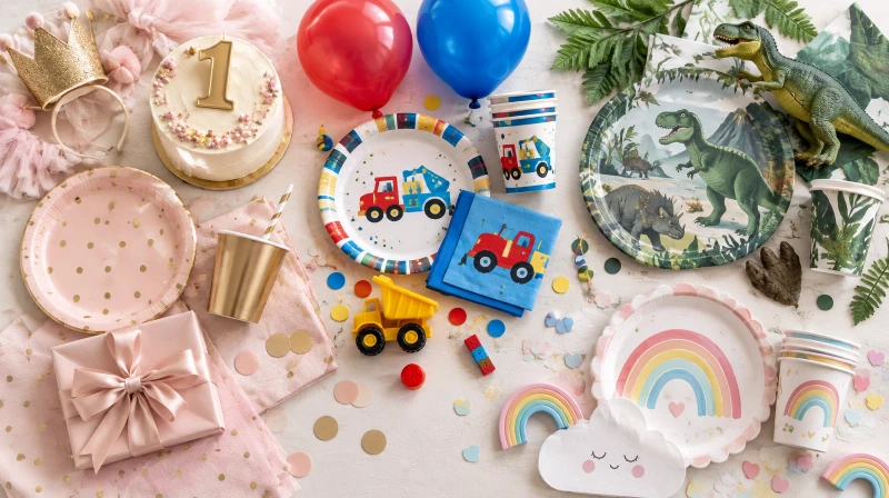 A collage-style guide to kids birthday party themes by age