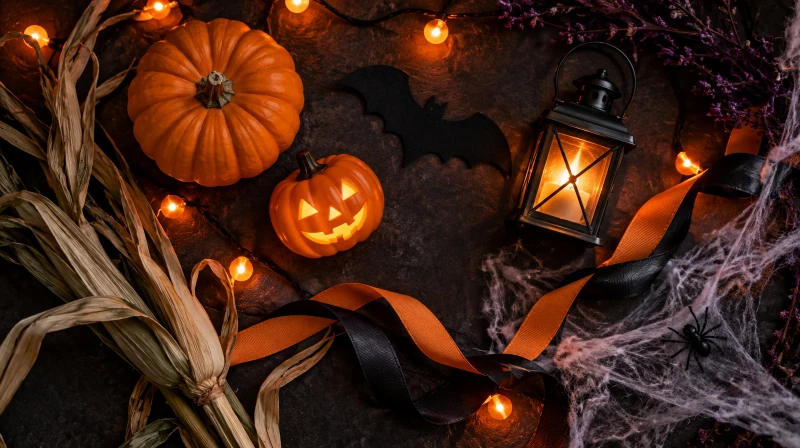 Outdoor Halloween color palette combinations with orange, black, and purple