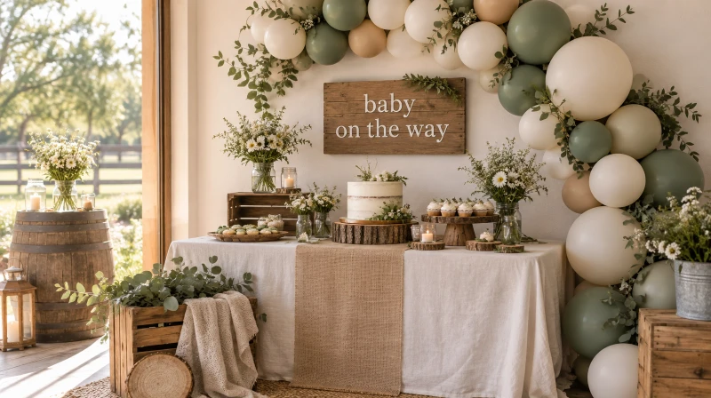 Rustic Baby Shower Ideas (Warm Wood, Burlap & Mason Jar Decor)
